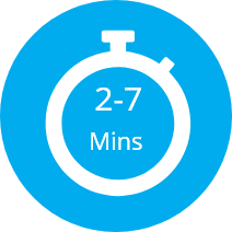Stopwatch icon that says 2 to 7 minutes